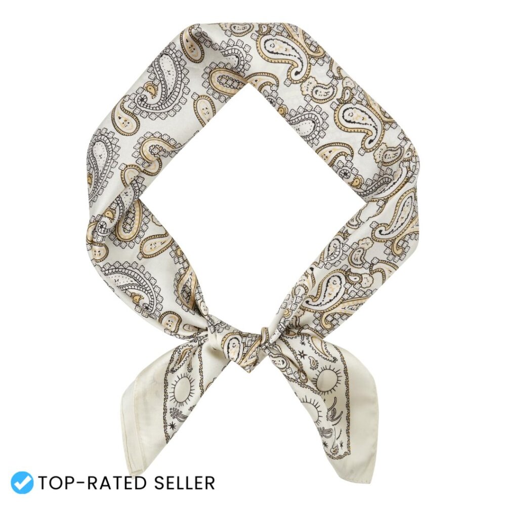 Vintage Silk Feel Square Scarf Men's Satin Bandana Geometry Print Fashion